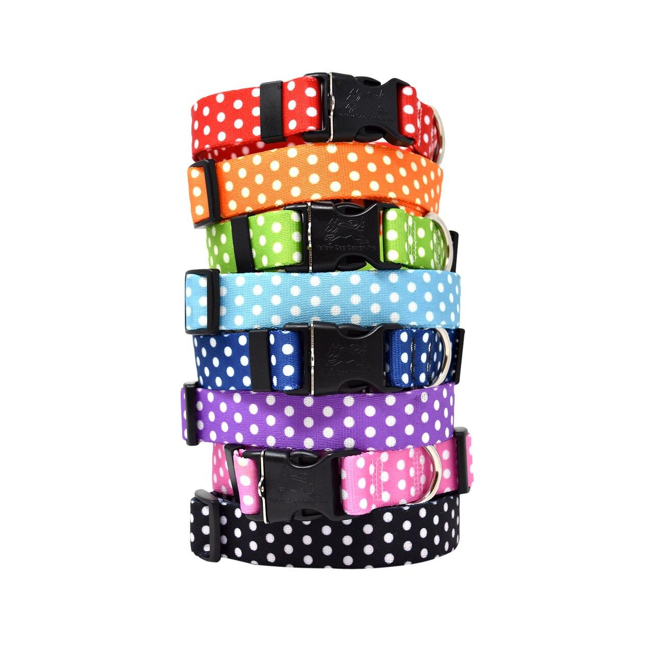 Personalizable Custom Dog Collar, Small Polka Dots Yellow Dog Design