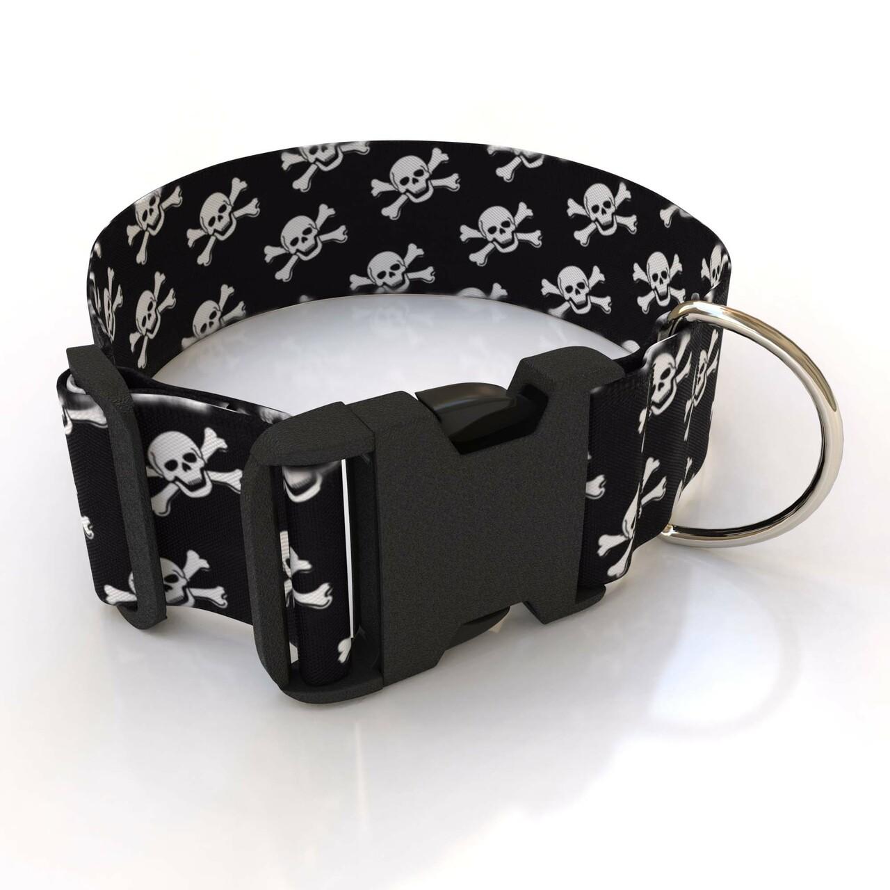 2 Inch Wide Black Skulls Dog Collar by Yellow Dog Design. Order today