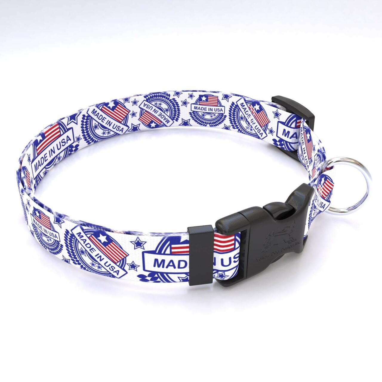4th of July dog collar with leash set option Blue Patriotic dog collar 